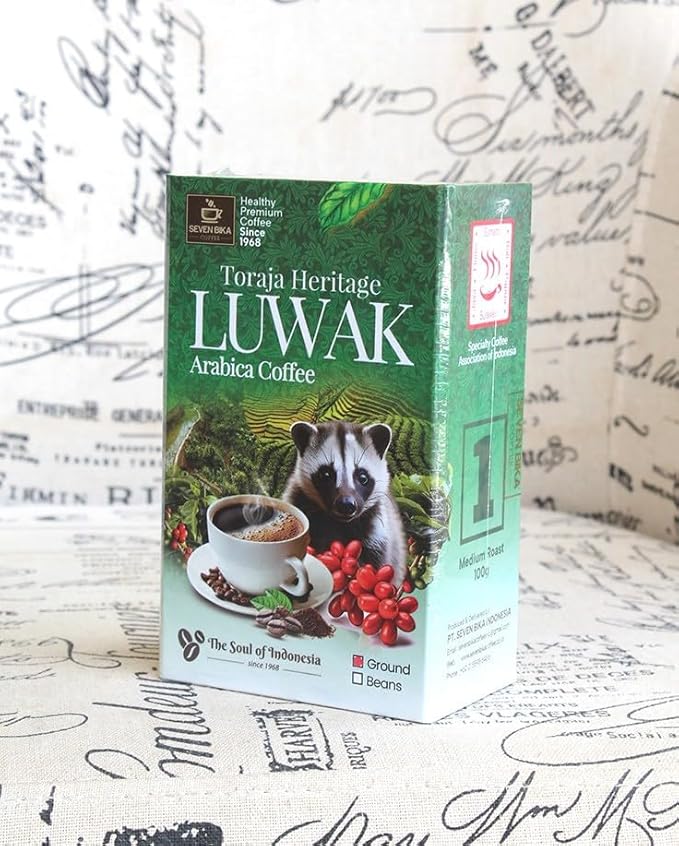 Toraja Heritage Luwak Premium Ground Arabica Rare Weasel Civet Cat Coffee, 100g