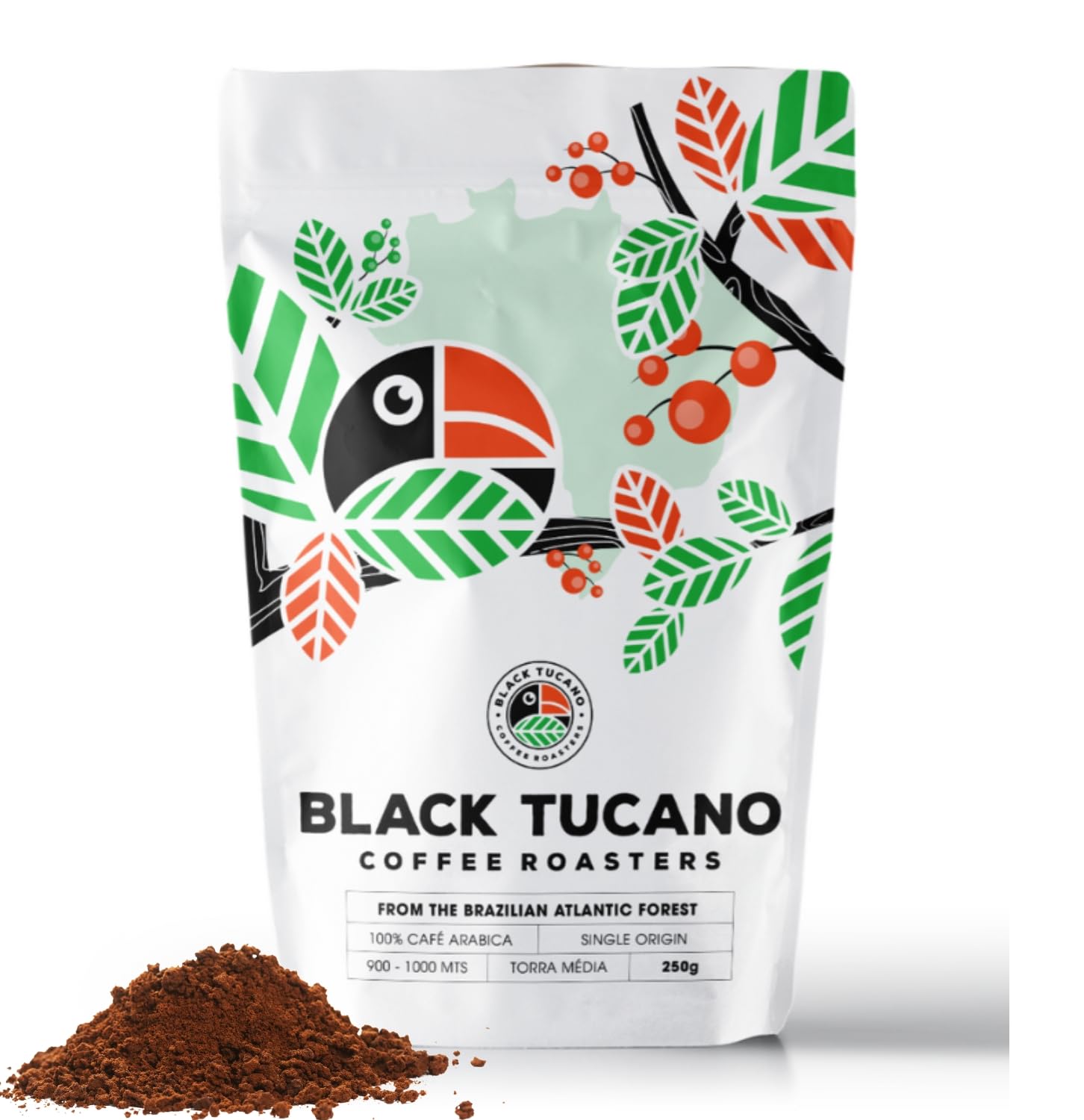 Black Tucano Specialty Coffee - Brazilian Ground Medium Roast Coffee - Single Origin Ground Coffee - 8.8 Ounces 250 Gr