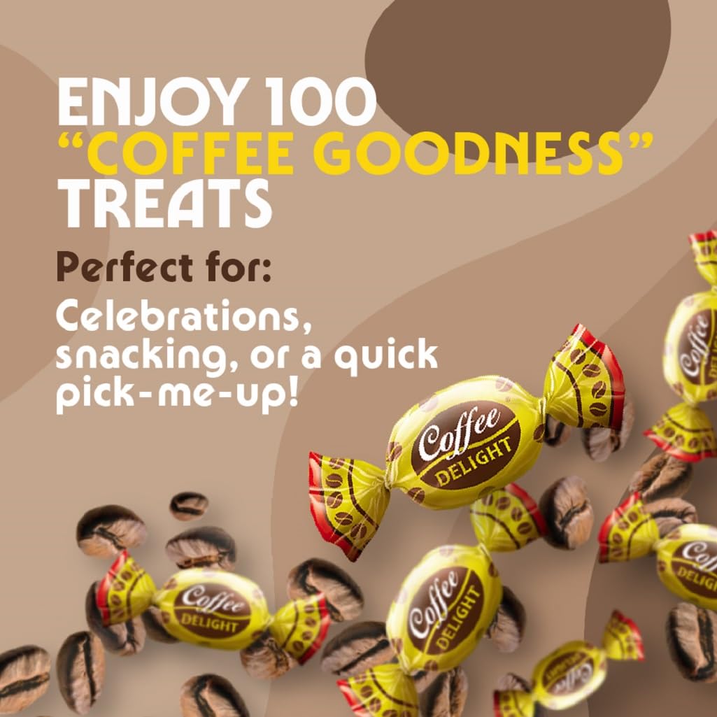 Colombina Coffee Delight Hard Candy, Gluten-Free Coffee-Flavored Candies Made w/Authentic Colombian Coffee, 1 Pack (100 Count)