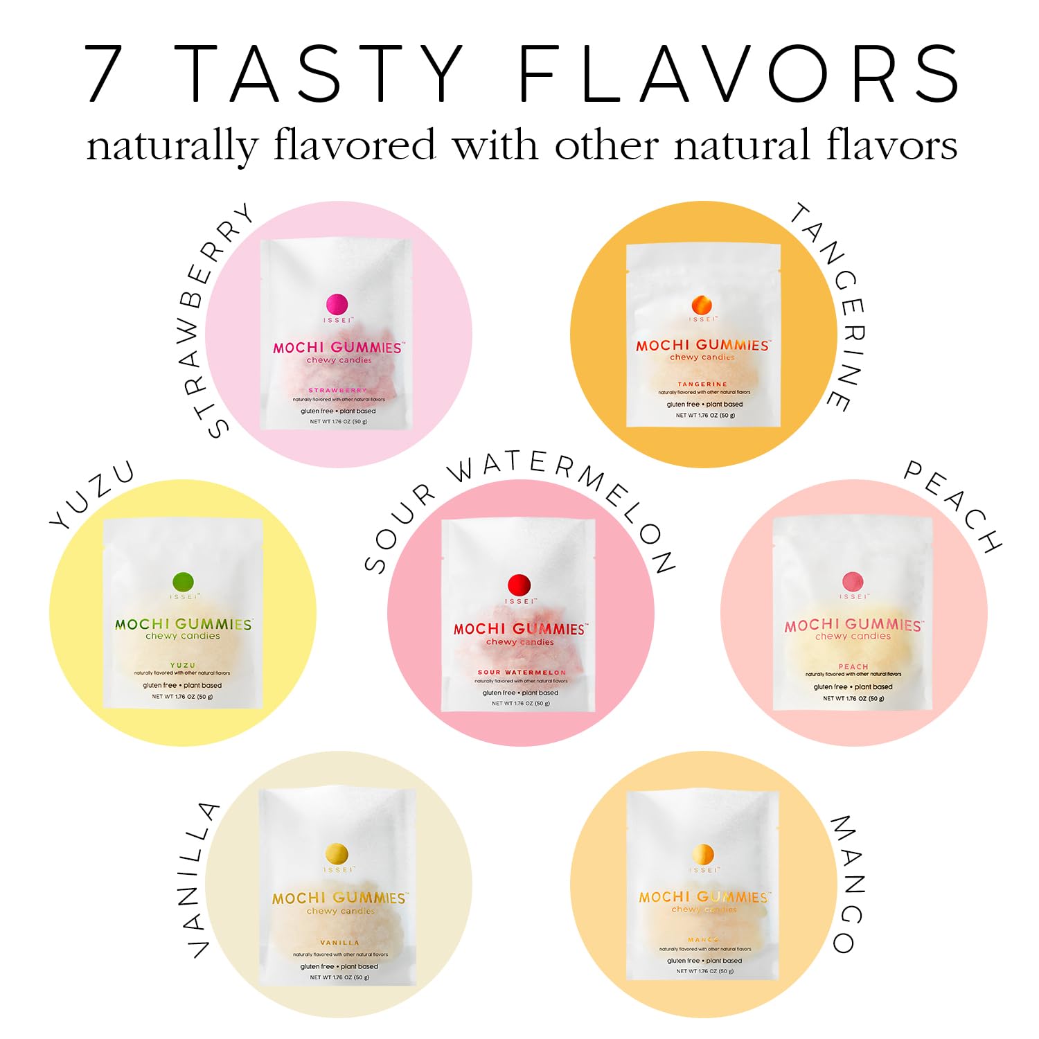ISSEI Mochi Gummies Chewy Candy | Soft & Chewy | Award Winning | Gelatin-Free, Non-GMO, Kosher | Delicious Snack | 1.76 Oz (1.76 Ounce, WATERMELON)