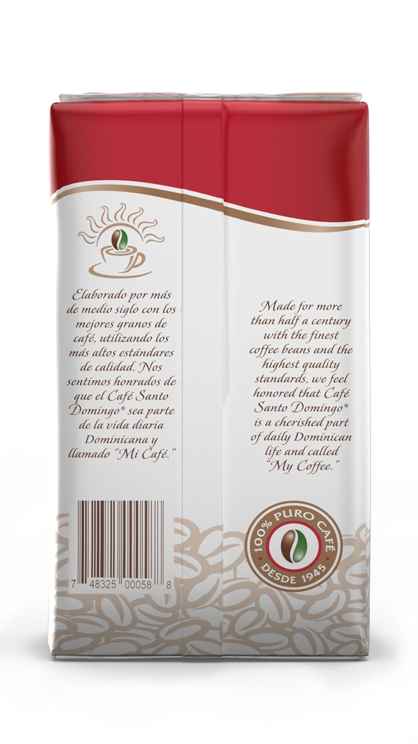 Café Santo Domingo, 8 oz Bag, Ground Coffee, Medium Roast - Product from the Dominican Republic (Pack of 4)