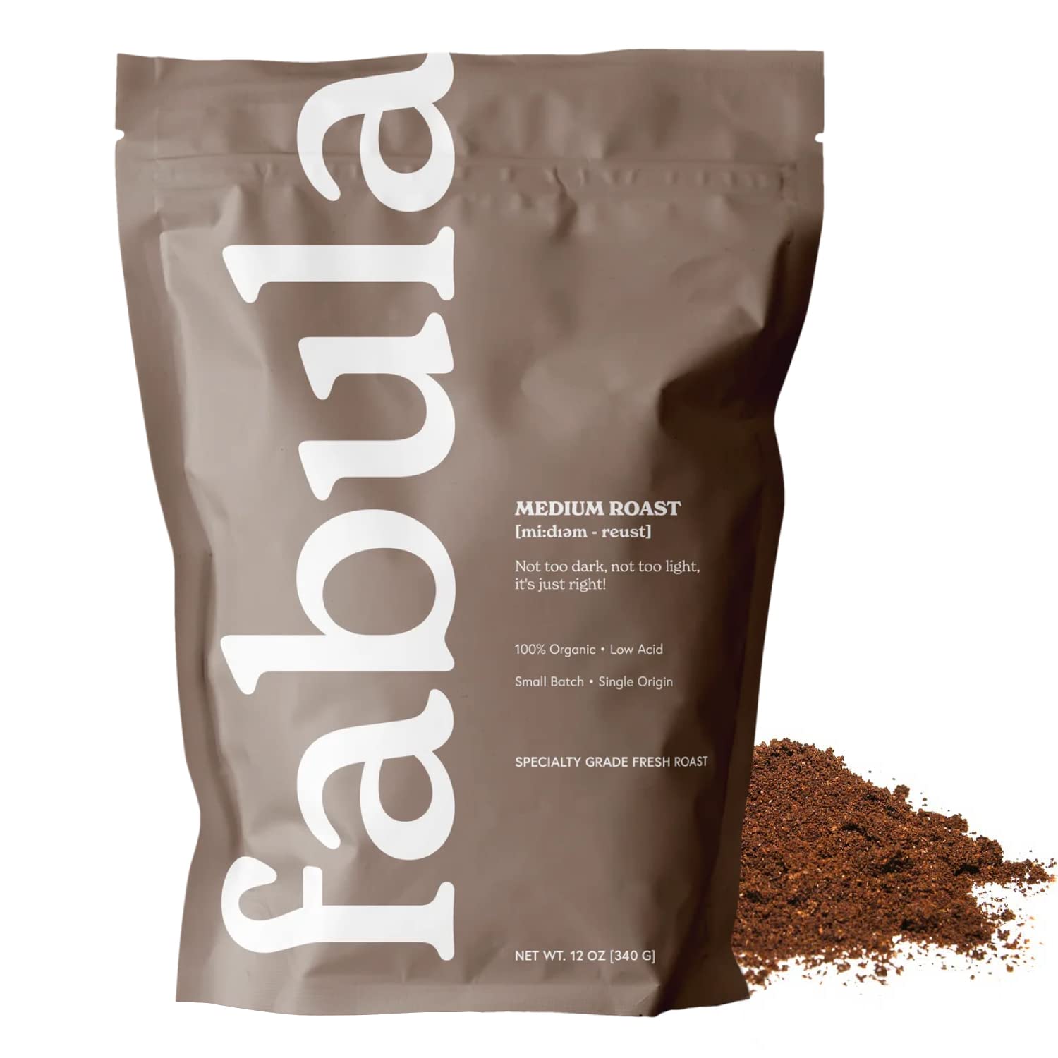 Fabula Low Acid Coffee, USDA Organic Ground Coffee Medium Roast - Non GMO - No Molds - Mycotoxins Pesticides Free - Single Origin Coffee - 12 oz