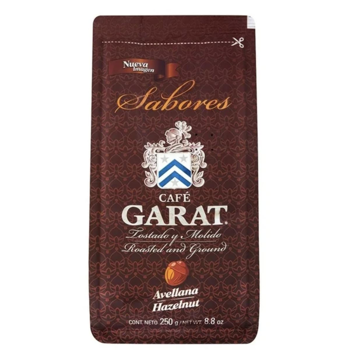 Cafe Garat Hazelnut Flavored Ground Coffee – Medium Roast, 100% Mexican Coffee, Rich & Smooth, 8.8 oz (250g)