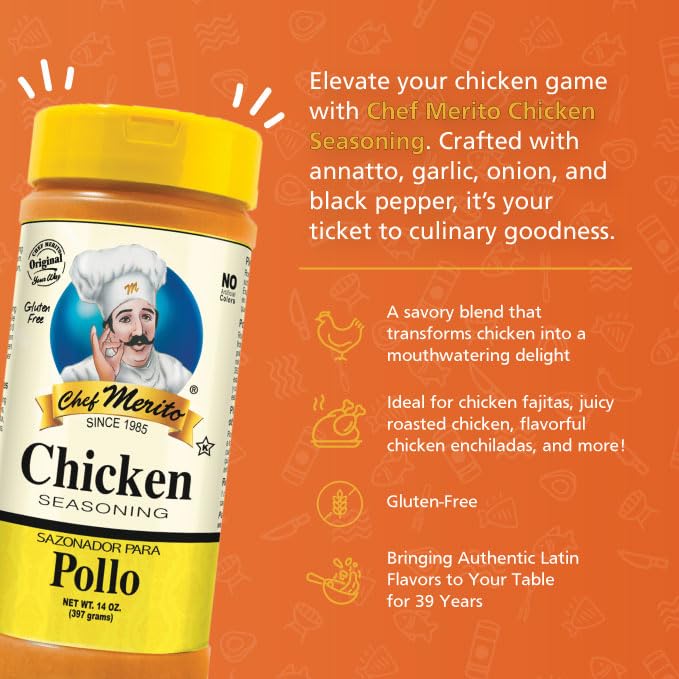Chef Merito Chicken Seasoning, 14 Ounce