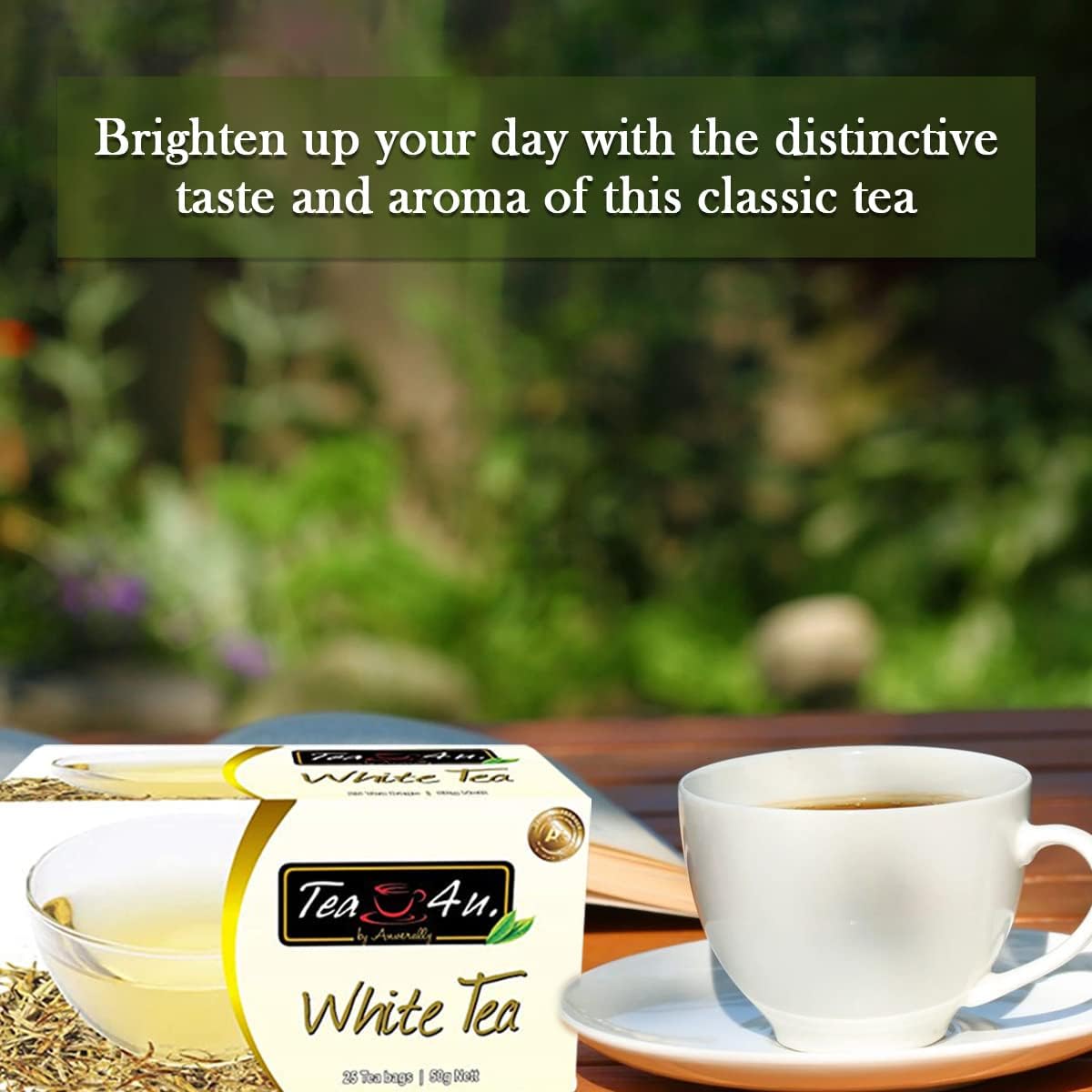 Tea4U White Ceylon Tea Bags - Handpicked Ceylon Tea from Sri Lanka's Finest Gardens - Rich & Fragrant Brew, Expertly Blended Smooth & Refreshing Flavor Convenient for Easy Brewing - 25 Tea Bags