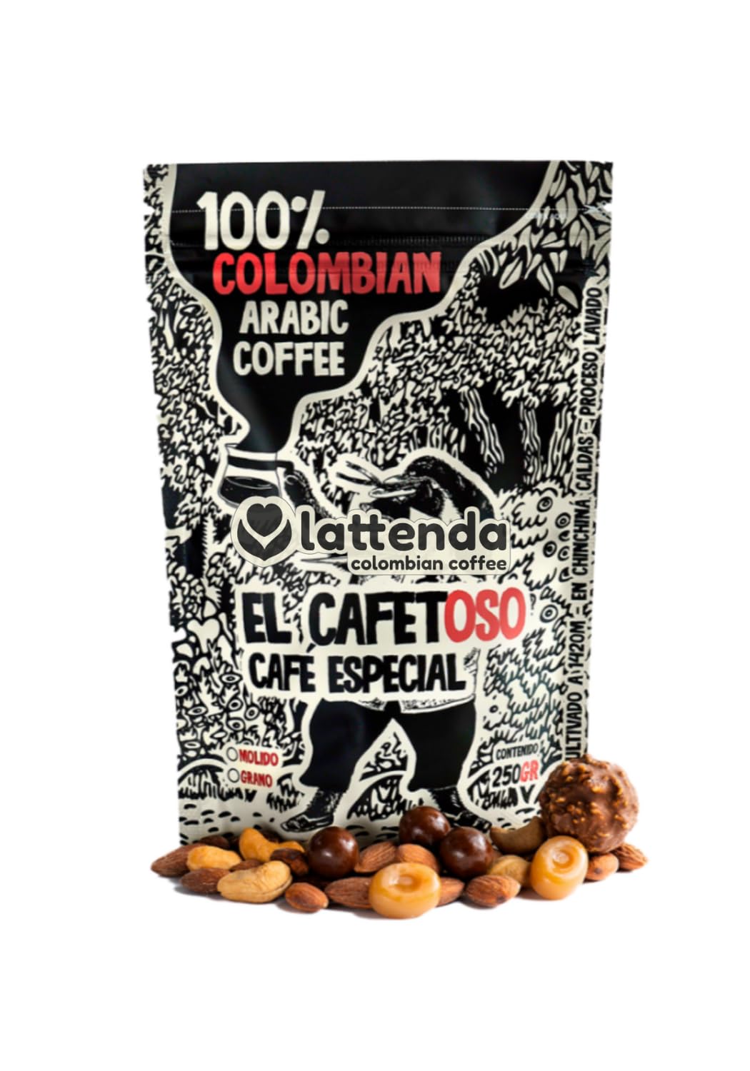 Lattenda Cafetoso Magic: Colombian Arabica Coffee - Sweet Notes, Cocoa - Aroma - Specialty Single Origin - 250g Ground