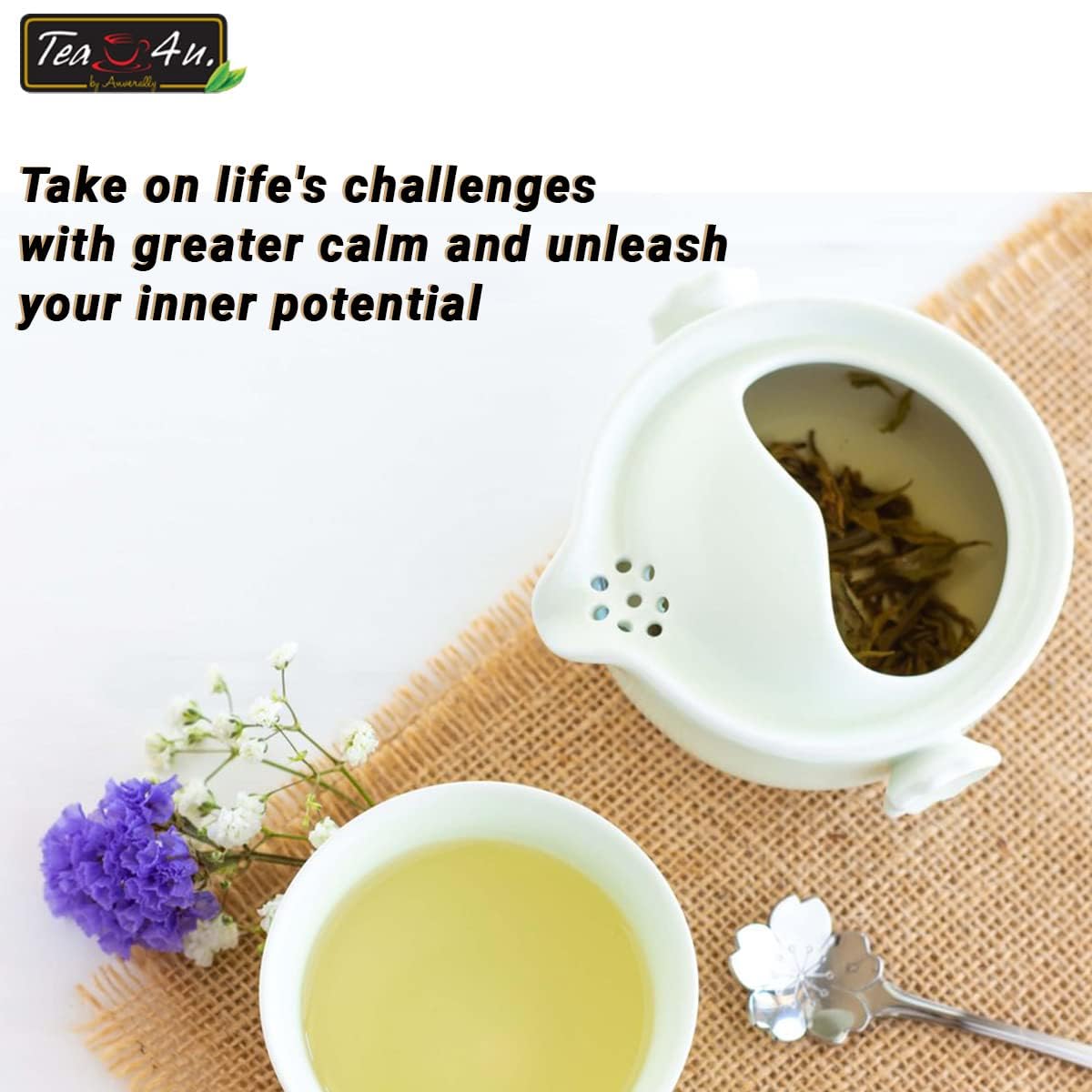 Tea4U White Ceylon Tea Bags - Handpicked Ceylon Tea from Sri Lanka's Finest Gardens - Rich & Fragrant Brew, Expertly Blended Smooth & Refreshing Flavor Convenient for Easy Brewing - 25 Tea Bags