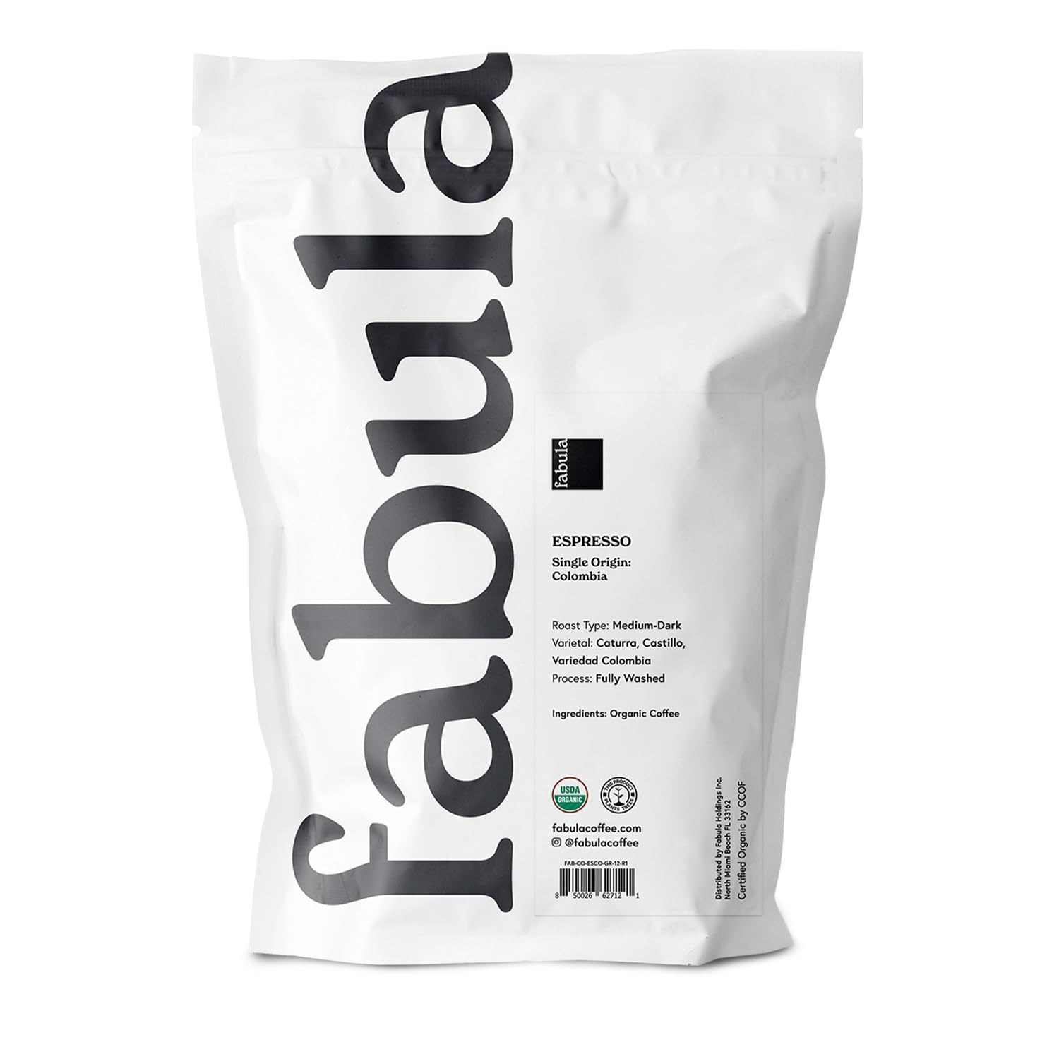 Fabula Low Acid Coffee Beans Whole, Organic Espresso Coffee - Non-GMO - No Molds - Mycotoxins Pesticides Free - Single Origin Coffee - 12 Oz