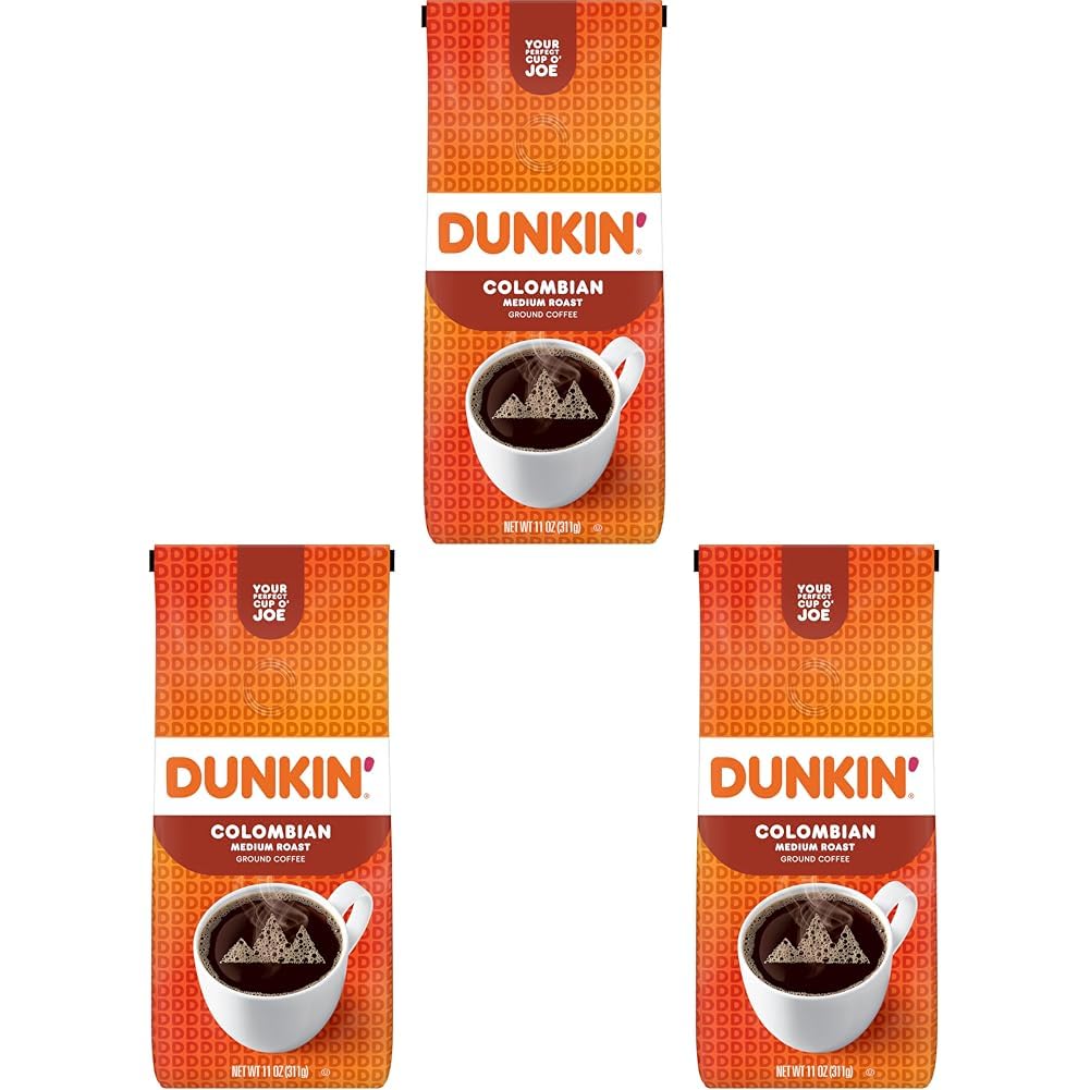 Dunkin' Colombian Medium Roast Ground Coffee, 11 Ounce (Pack of 3)