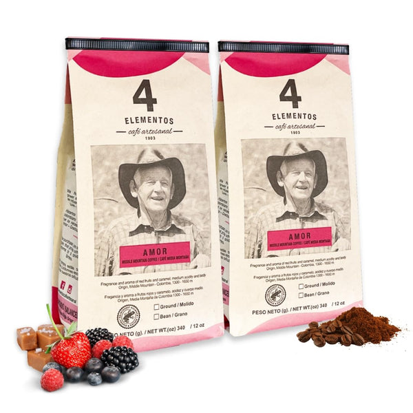 4 Elementos | Ground Specialty Coffee, Medium Roast, 100% Arabica from Colombia, Red Berries & Caramel Notes, 12oz (Pack of 2)