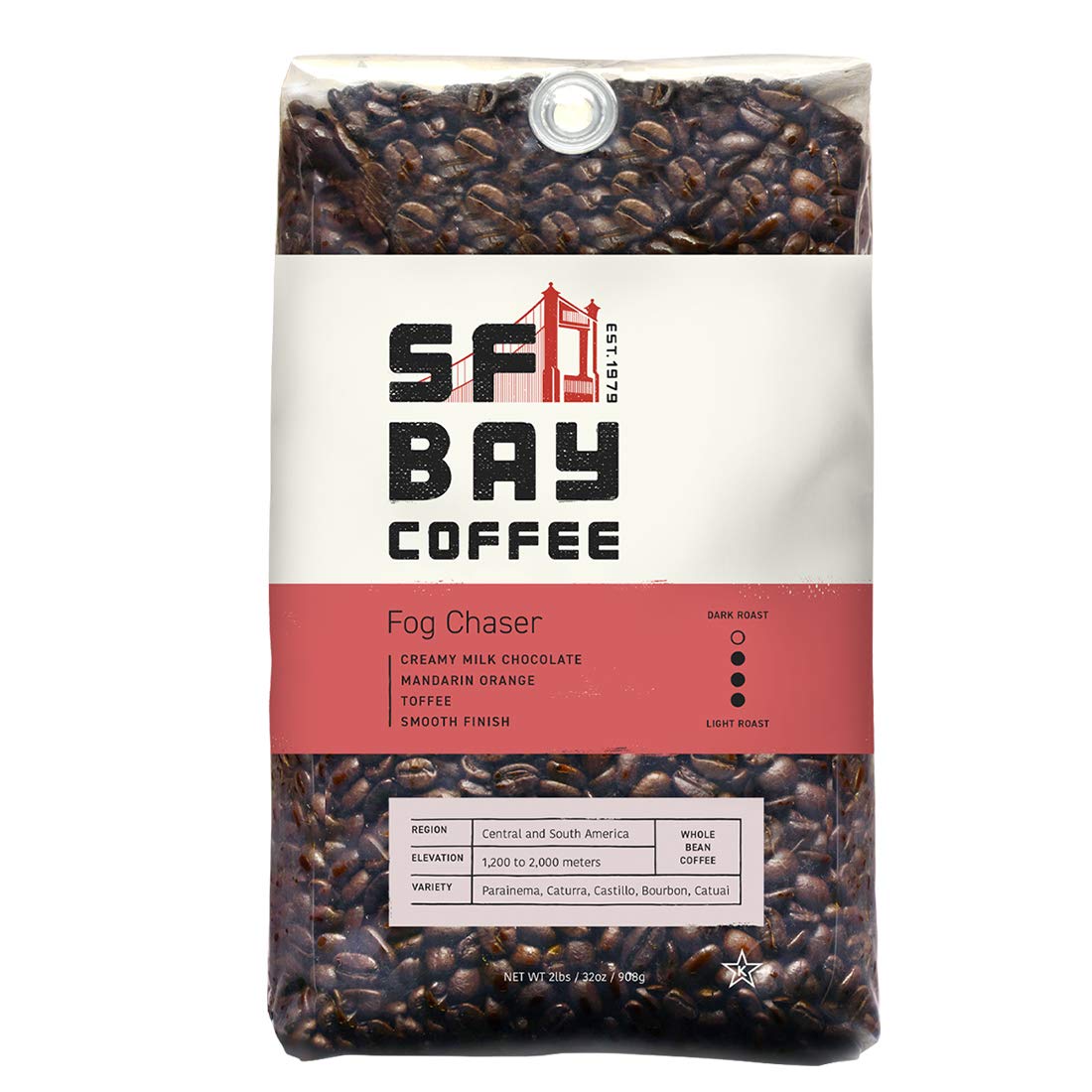 San Francisco Bay Whole Bean Coffee French Roast (2lb Bag) and Fog Chaser (2lb Bag) Coffee Bundle