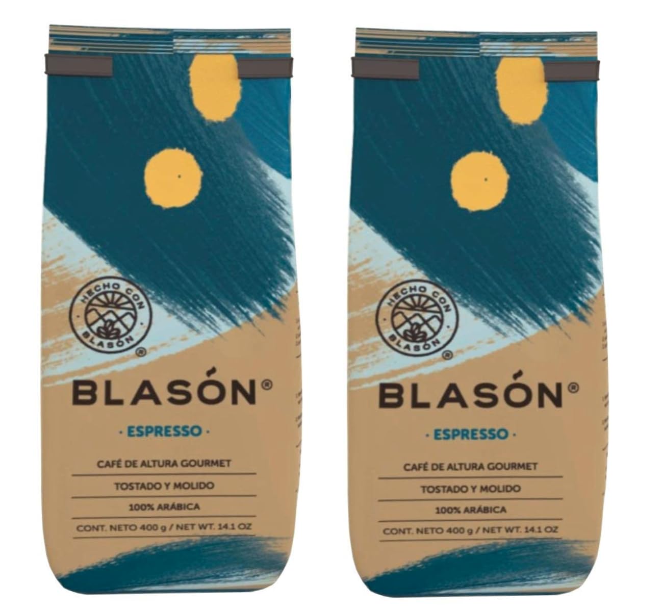 Cafe Blason Espresso Ground Coffee from Mexico - 14.1 oz / 400 gr - 2 Pack