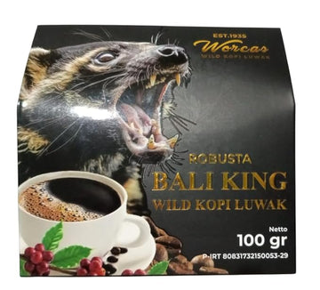 Bali King Wild Kopi Luwak Robusta Ground Coffee, 100g, Premium Indonesian Civet Coffee