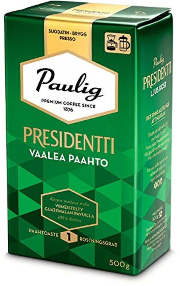 Paulig Presidentti (President) - Fine Grind - Premium Filter Blend Ground Coffee - Bag 500g (Finland) (1 Bag )