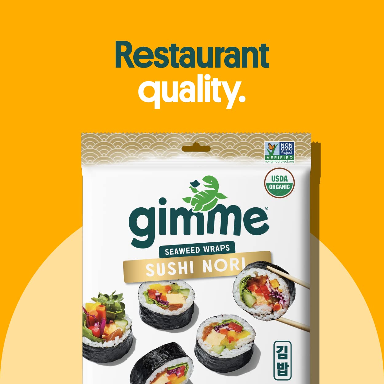 Gimme Seaweed Sushi Nori 100% - Premium Organic Roasted Seaweed Sheets, Keto, Vegan, Gluten-Free, Restaurant-style Sushi Nori Sheets 0.81 Ounce (Pack of 1)