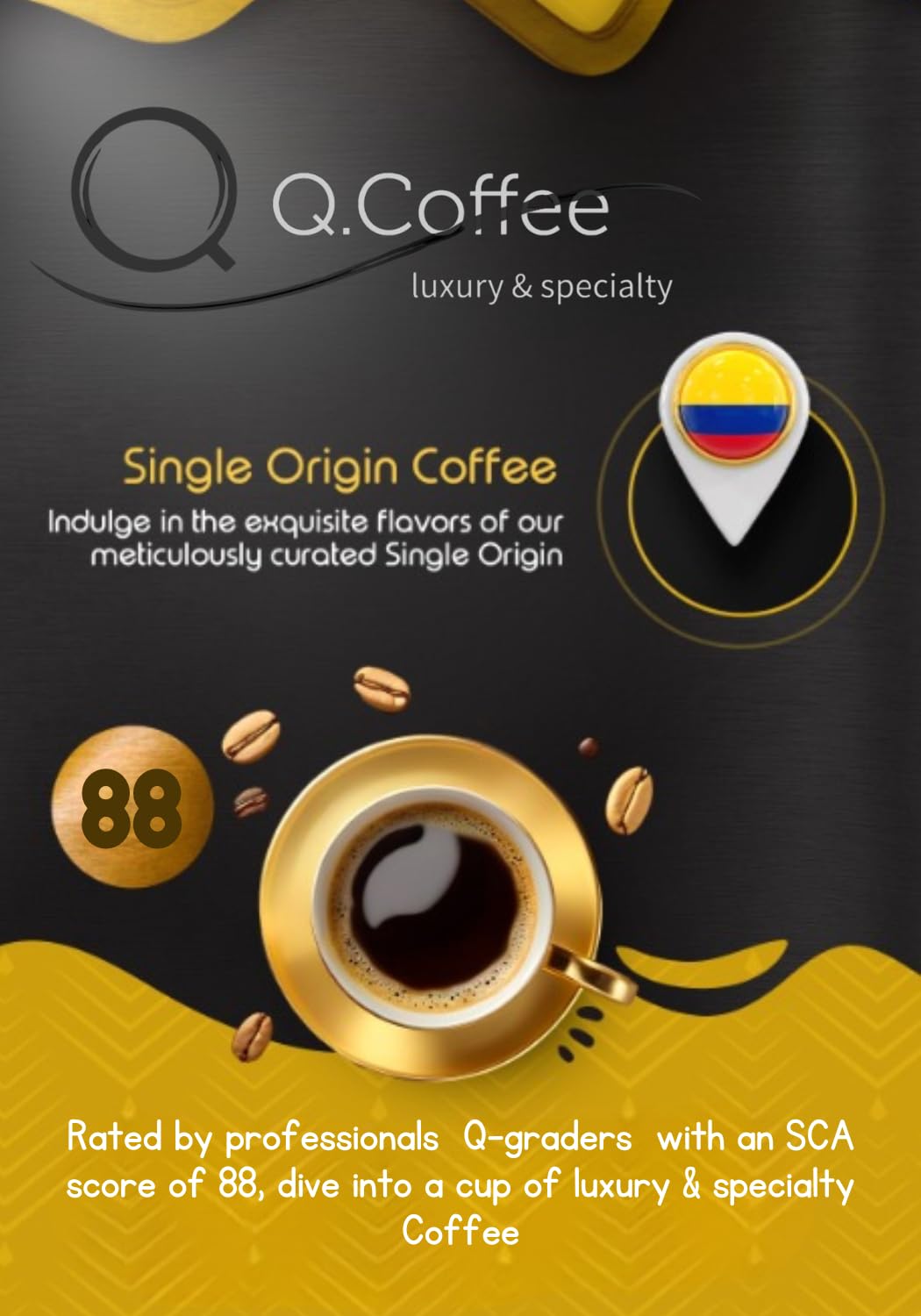 Lattenda Q.coffee Gran Reserva Specialty Coffee 340g - Authentic Colombian Ground Coffee for Gourmet Delight