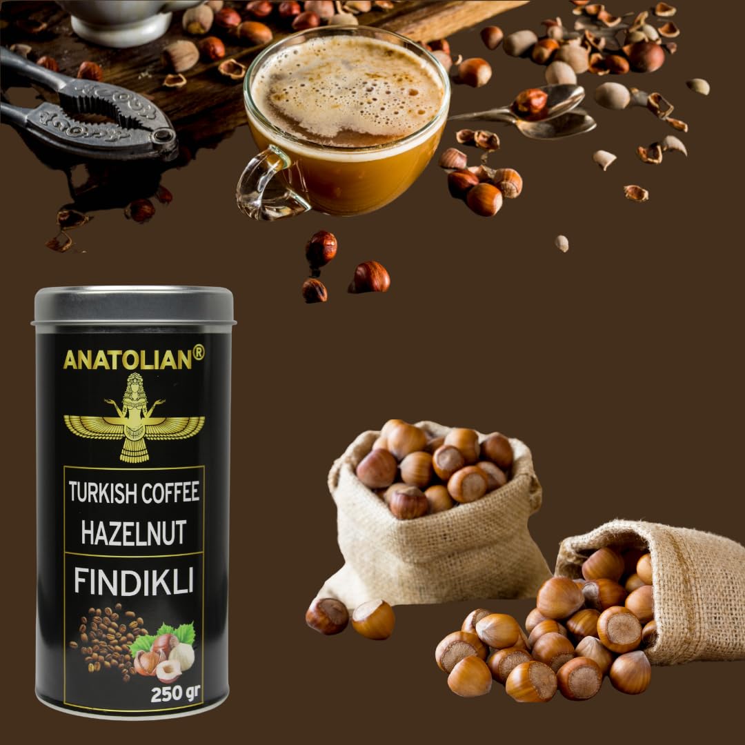 Hazelnut Turkish Coffee – Authentic Turkish Coffee with Premium Hazelnuts, 250g / 8.8oz – Smooth, Aromatic, and Traditional, Perfect for Turkish Coffee Lovers