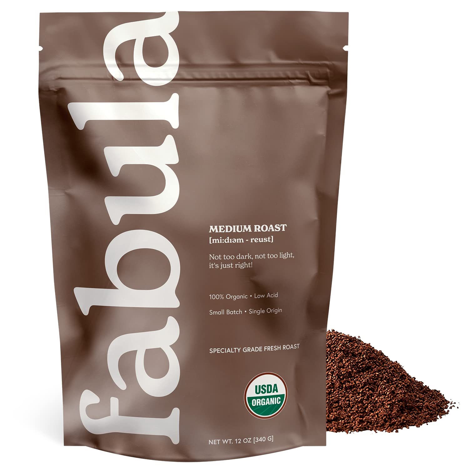 Fabula Organic Coffee Freshly Grounded - Medium and Half-Caff Medium - 2 Bag Bundle