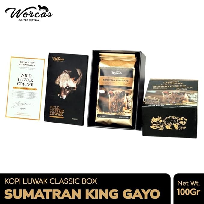 Sumatran King Gayo Arabica Weasel luwak Civet Cat Ground Coffee, 100g, Premium Wild Kopi