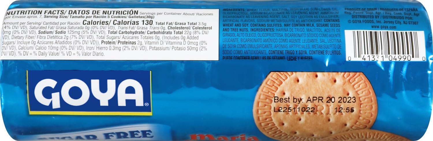 Goya Foods Maria Cookies, Sugar Free, 7 Ounce (Pack of 16)