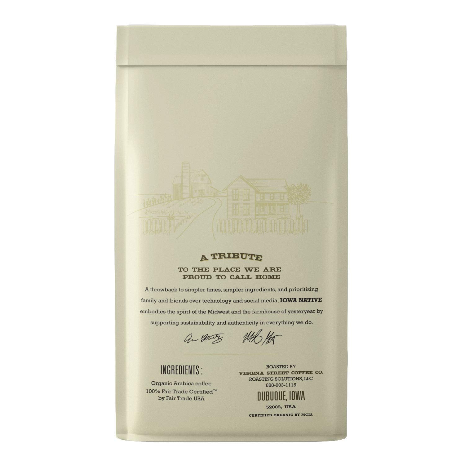 Iowa Native Fair Trade Organic 10 Ounce Ground, Rocking Chair Decaf, Swiss Water Process Decaf Coffee, Medium Roast