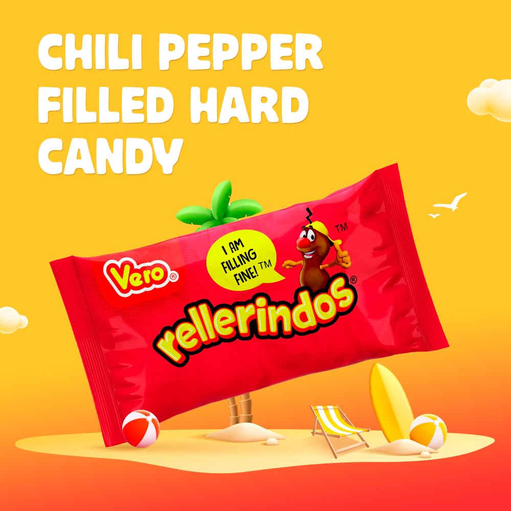 Vero Rellerindos - Tamarind Flavor Hard Candy (65 Units) - Authentic Mexican Candy, Individually Wrapped Hard Candy Pack Perfect for Parties, Piñatas, and Snacks