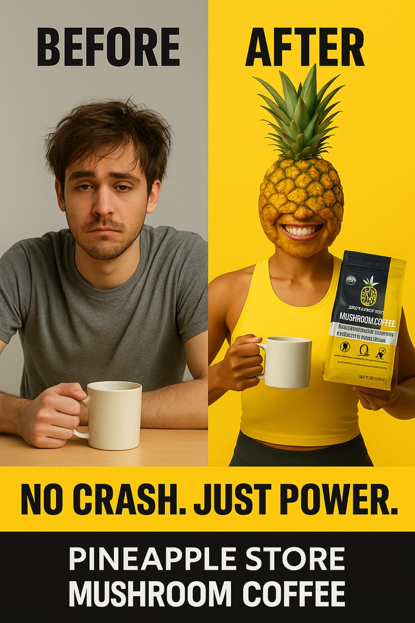 Mushroom Coffee Organic with Organic Lion's Mane Mushroom Chaga Mushroom & more 6 Mega Power 30 servings mushroom coffee mind Focus Bost Support energy coffee 12oz bag pineapple store