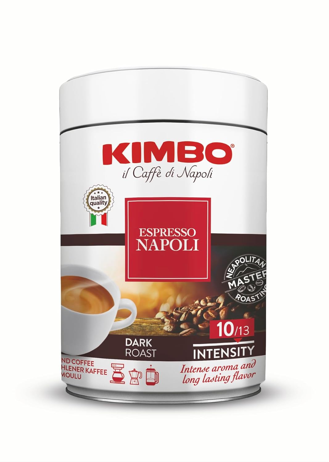 Lettieri Kimbo Napoliatano Ground Coffee, 8.8-Ounce Cans (Pack of 3)