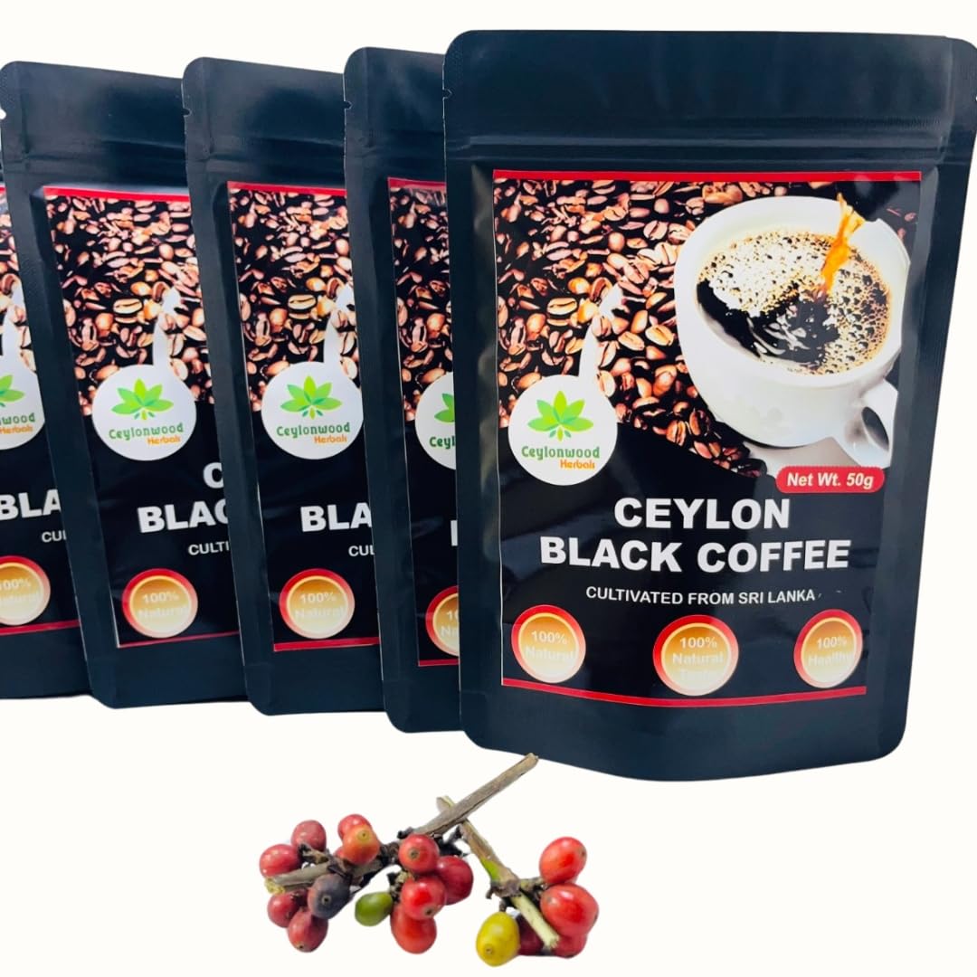 Ceylon Black Coffee 50g Packet, Organic and Premium Quality, Medium Roasted Bold & Smooth | Rich Aroma & Full-Bodied Flavor | Natural Energy Boost | Perfect for Hot & Iced Coffee