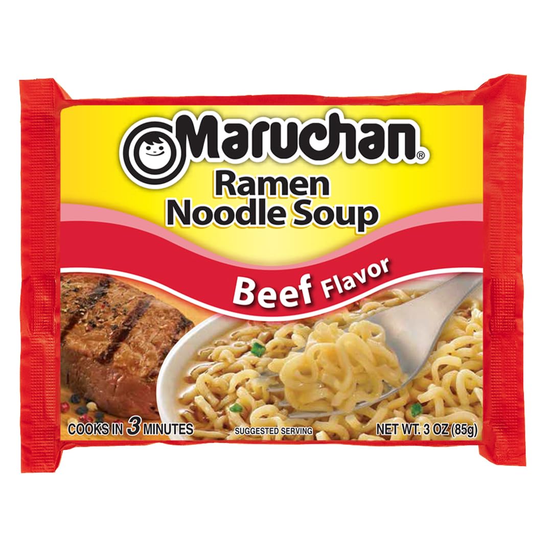 Maruchan Ramen Beef, Instant Ramen Noodles, Ready to Eat Meals, 3 Oz, 24 Count