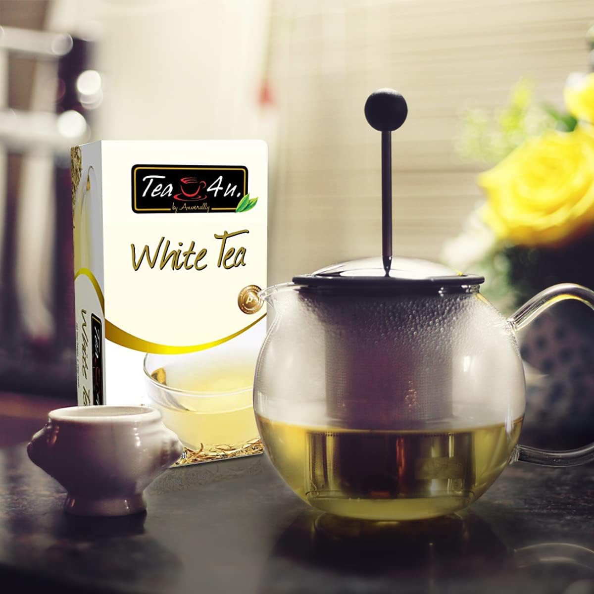 Tea4U White Ceylon Tea Bags - Handpicked Ceylon Tea from Sri Lanka's Finest Gardens - Rich & Fragrant Brew, Expertly Blended Smooth & Refreshing Flavor Convenient for Easy Brewing - 25 Tea Bags