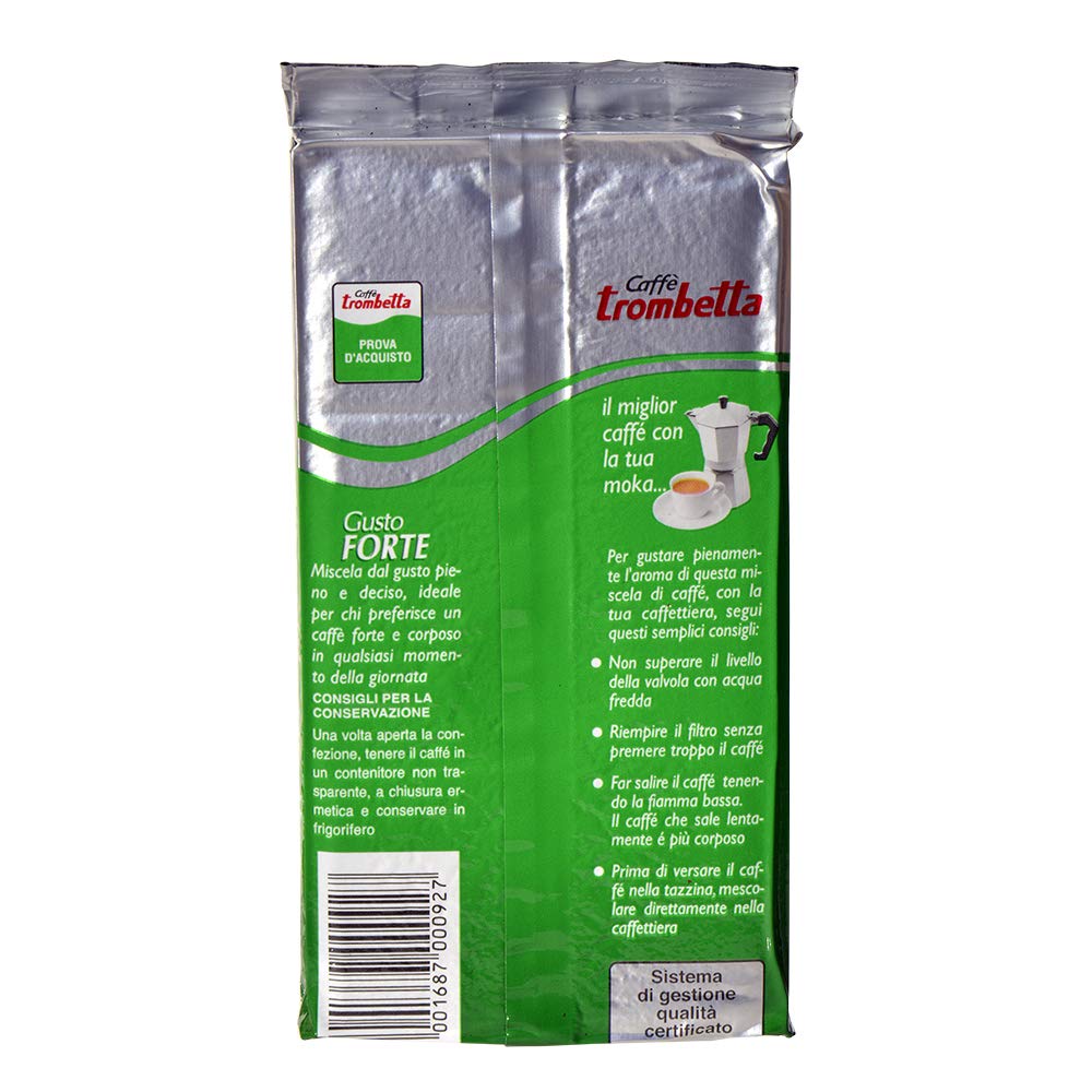 Trombetta Grinded Coffee Gusto Forte, 8.5 Ounce (Pack of 20)
