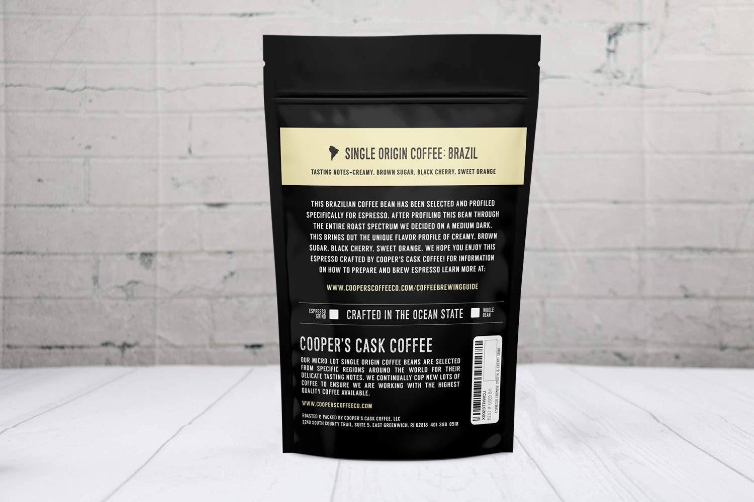 Espresso Ground Coffee Beans | Brazilian Strong, Smooth & Creamy Medium Dark Roast Single Origin Coffee, 12 oz Bag By The Master Roasters Of Cooper's Cask Coffee Coffee