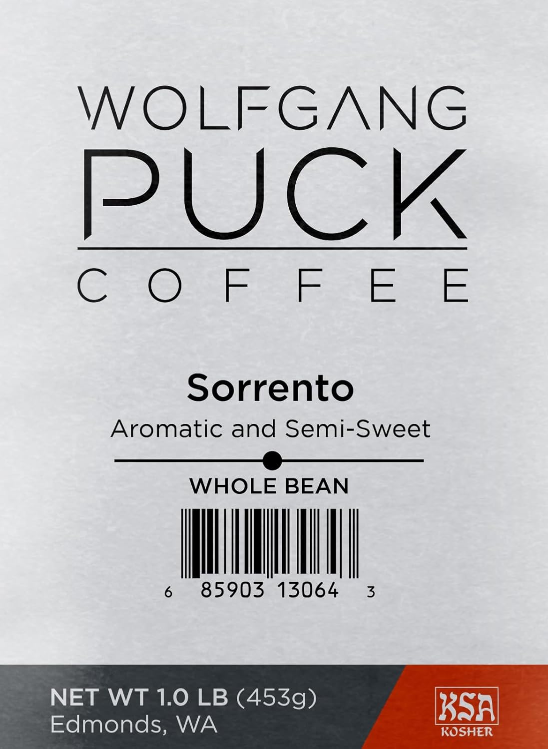 Wolfgang Puck Coffee Sorrento, Whole Bean, 1 Pound, (Pack of 6)