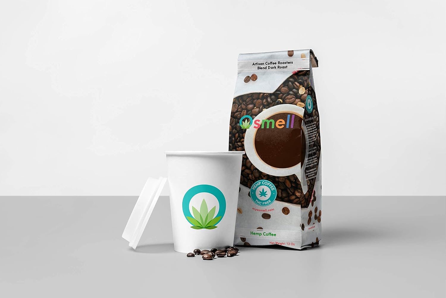 Hemp Coffee 100% Colombian Coffee Blend With Pure Hemp (100% Natural Hemp). Ground Coffee, Artizan Coffee Roasters, DARK ROAST (HEMP Coffee, 12 Ounce)