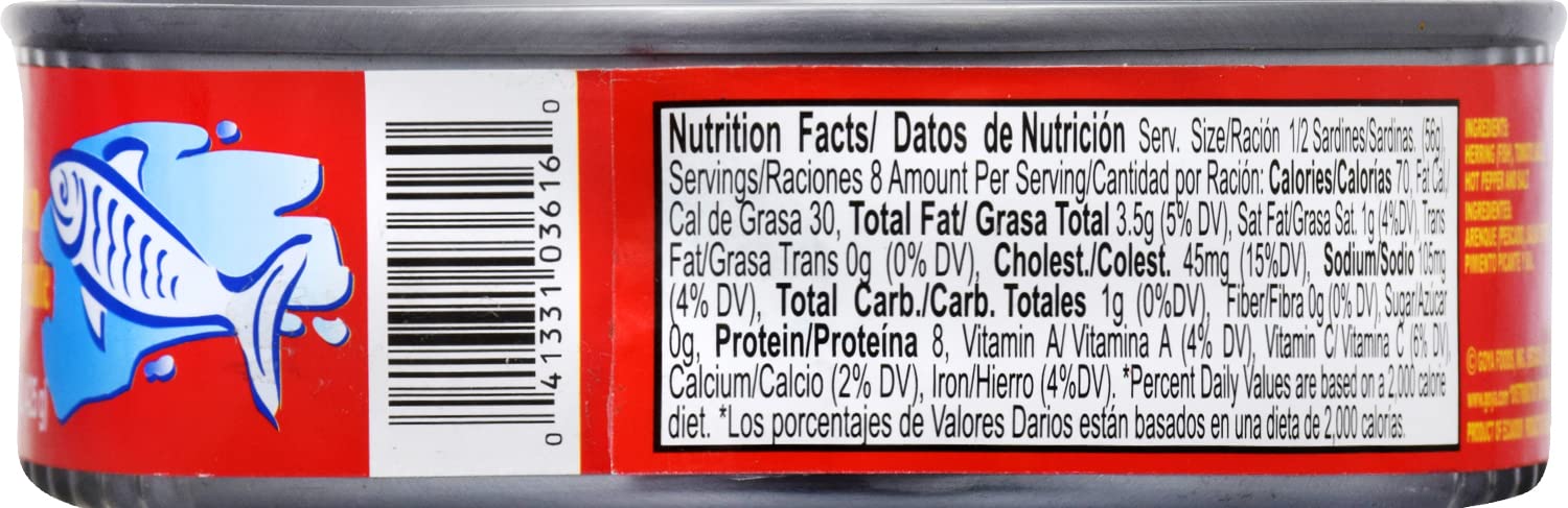Goya Foods Sardines in Hot Tomato Sauce, 15 Ounce (Pack of 24)