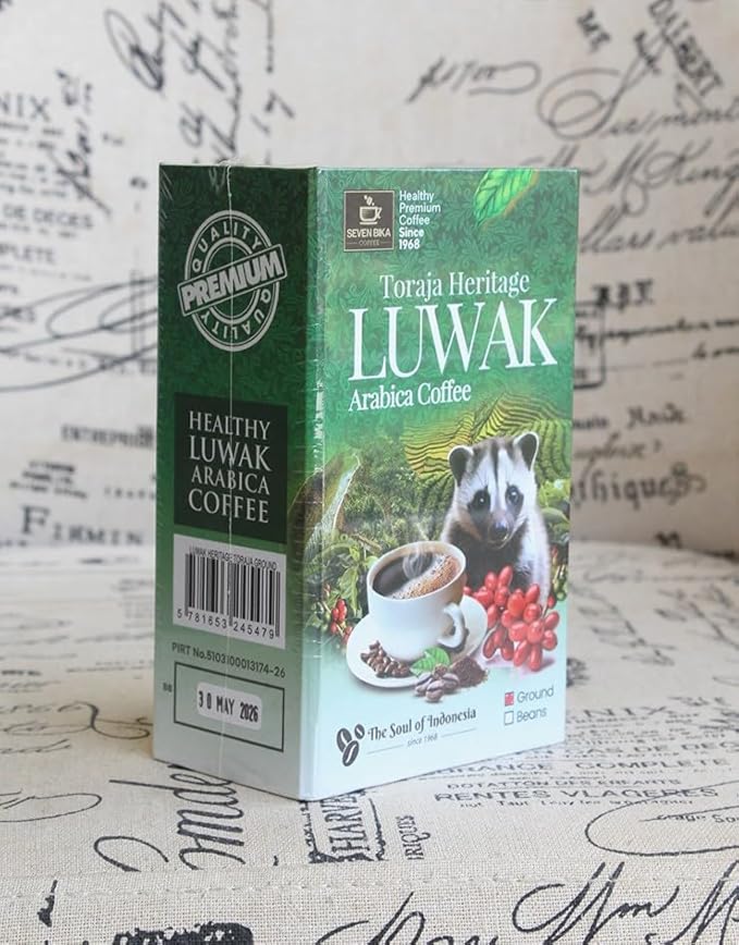 Toraja Heritage Luwak Premium Ground Arabica Rare Weasel Civet Cat Coffee, 100g