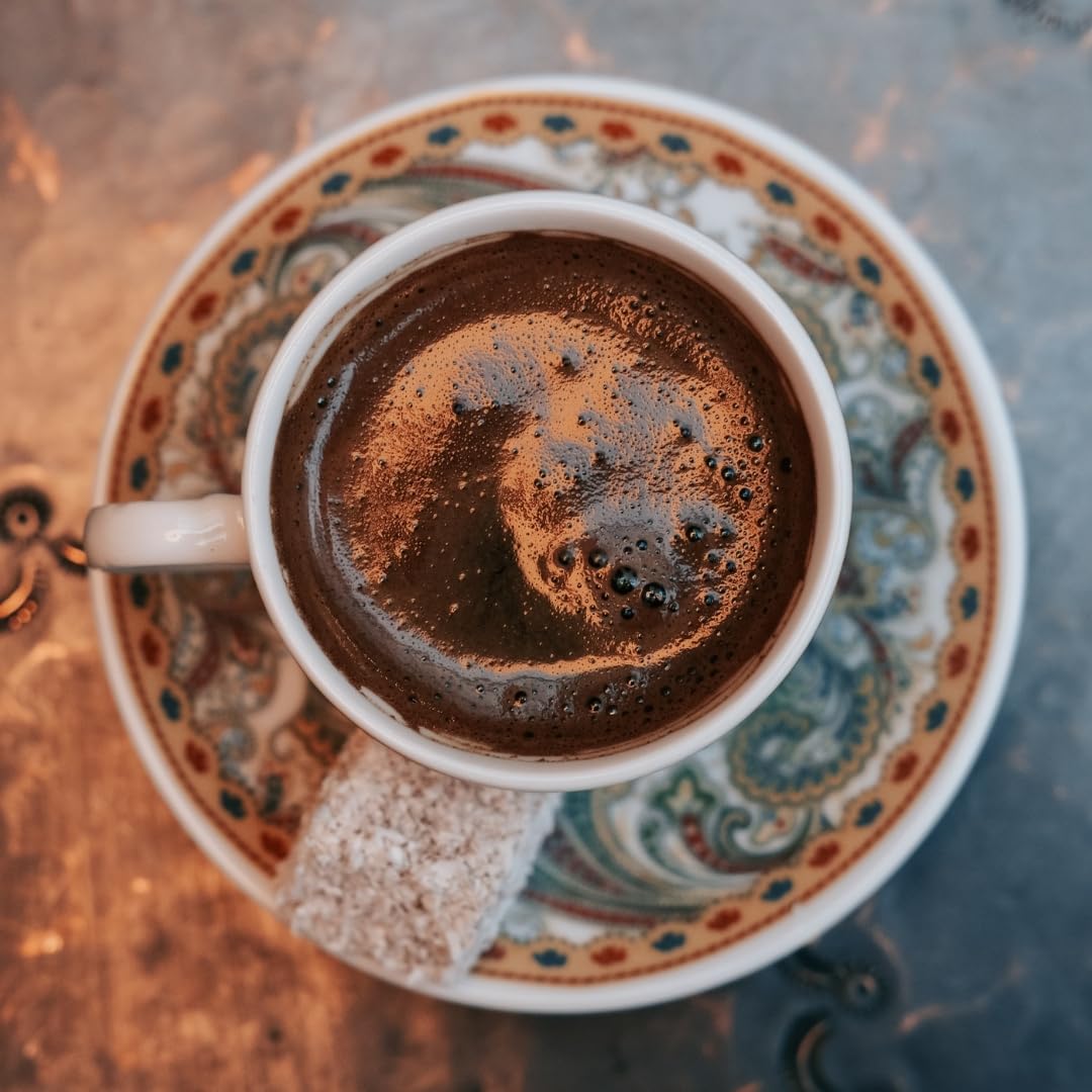 Harlo Coffee Roasters Turkish Ground Coffee, Medium Roast, 8 Oz, 100% Arabica Beans, Arabic Coffee, Traditional High Graded Coffee Beans (8oz, Original)