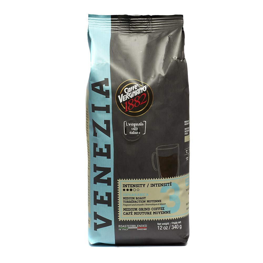 Caffe Vergnano Venezia 100% Arabica Medium Roast Coffee | Medium Grind for Filter Drip Machines | Imported from Italy | 12oz (340g)