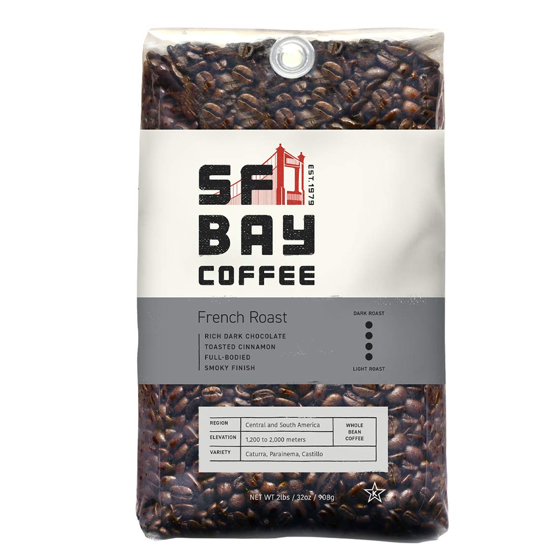 San Francisco Bay Whole Bean Coffee French Roast (2lb Bag) and Fog Chaser (2lb Bag) Coffee Bundle