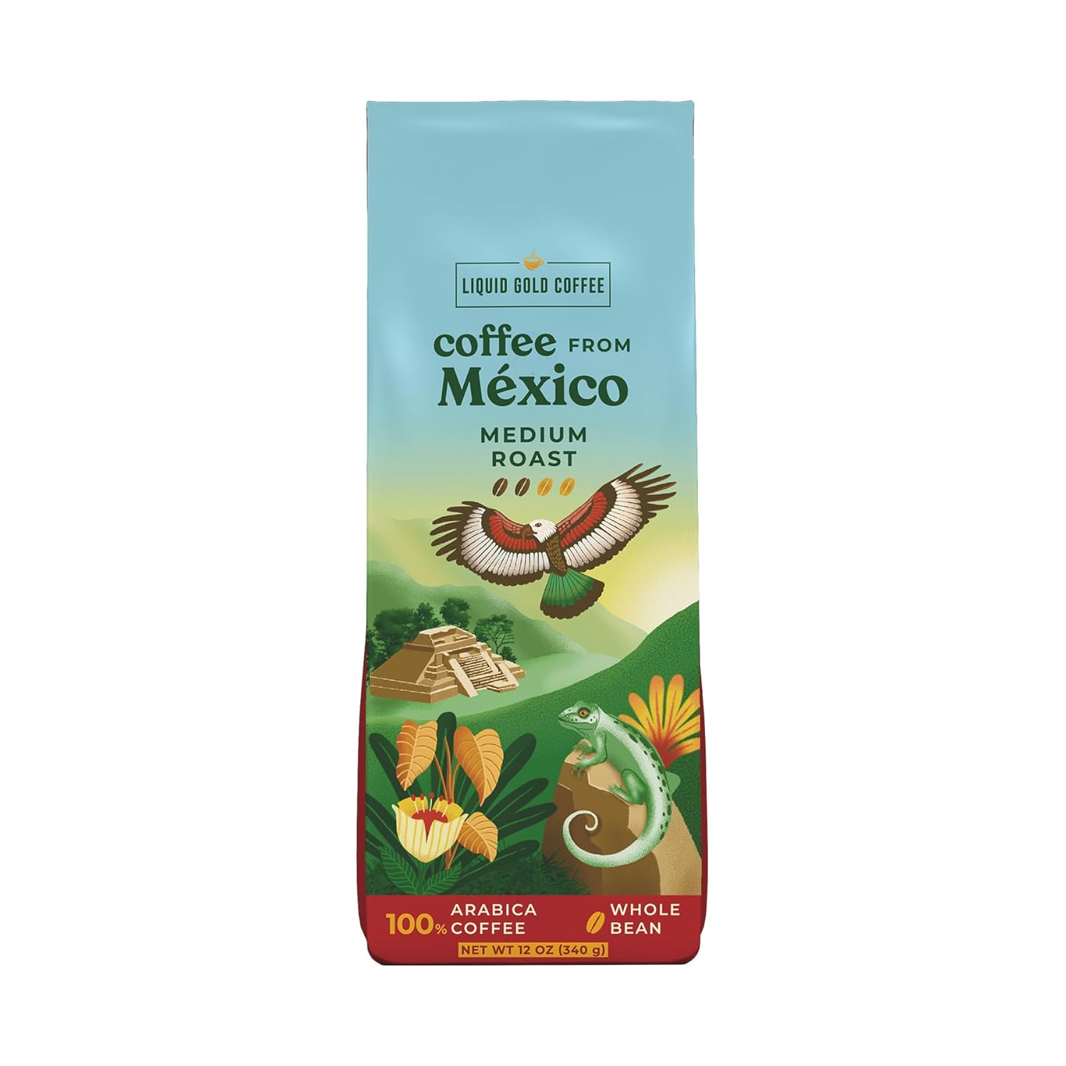 Coffee from Mexico I Medium Roast Whole Beans I 12 OZ - 340 Grams I Marachi Chiapas Region I by Liquid Gold Coffee I Single Origin Coffee I Roasted Fresh and Made in USA I Strickly Hard Bean High Altitude