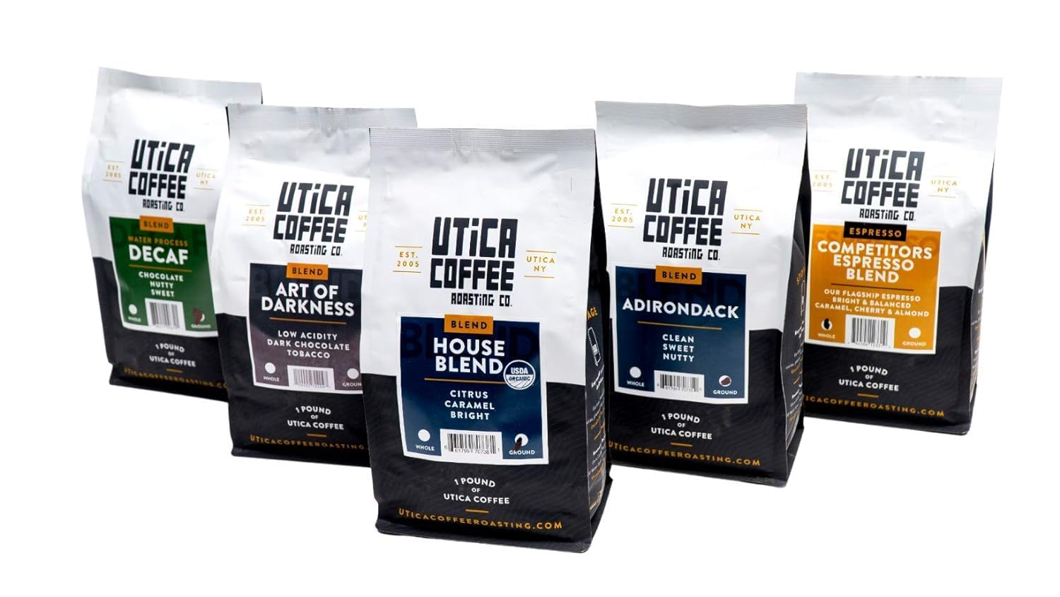 Utica Coffee Roasting Co. Decaf Cinnamon Bun | Specialty Flavored Medium Roast Ground Coffee | 16 Oz Reclosable Bag