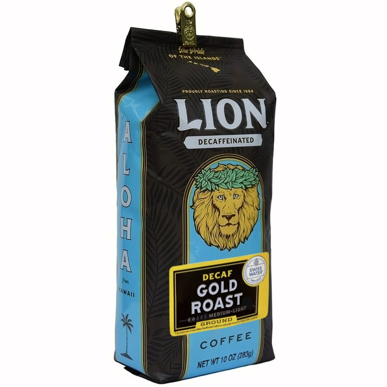 Hawaiian Lion Gold Coffee Ground Decaf 10 oz. Bag