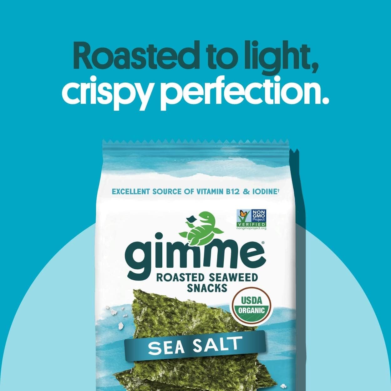 Gimme Seaweed Organic Premium Roasted Seaweed Snacks, Sea Salt, 10g Sharing Pack (Single) Keto, Vegan, Gluten-Free, Great Source of Omega 3s and Iodine, Healthy On-The-Go Snack for Kids and Adults