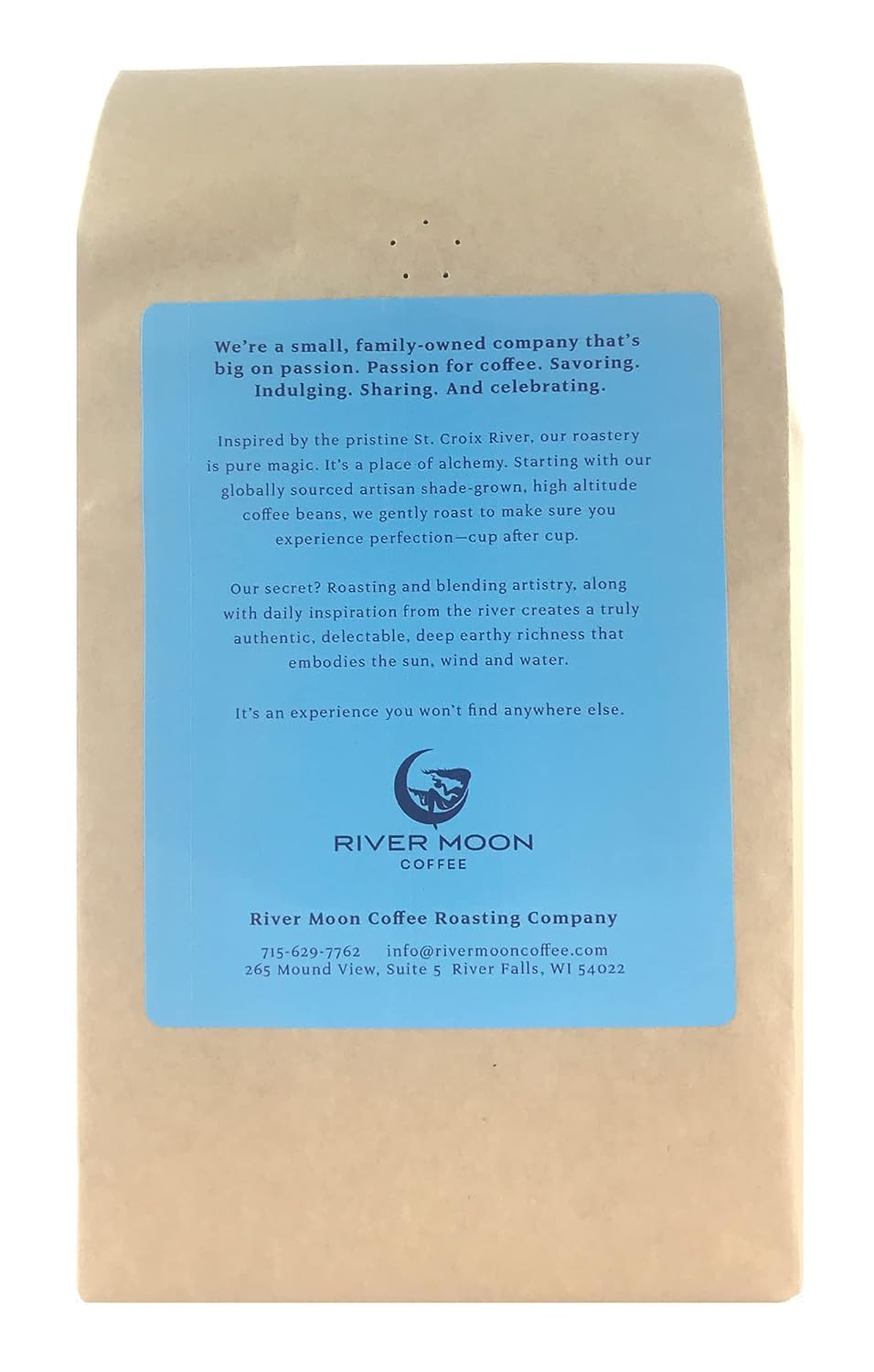 River Moon Coffee, Fine Ground Espresso Coffee, 2 lbs, Italian Style Medium Roast, Non-GMO, Direct Trade, 100% Arabica, Lucina Blend