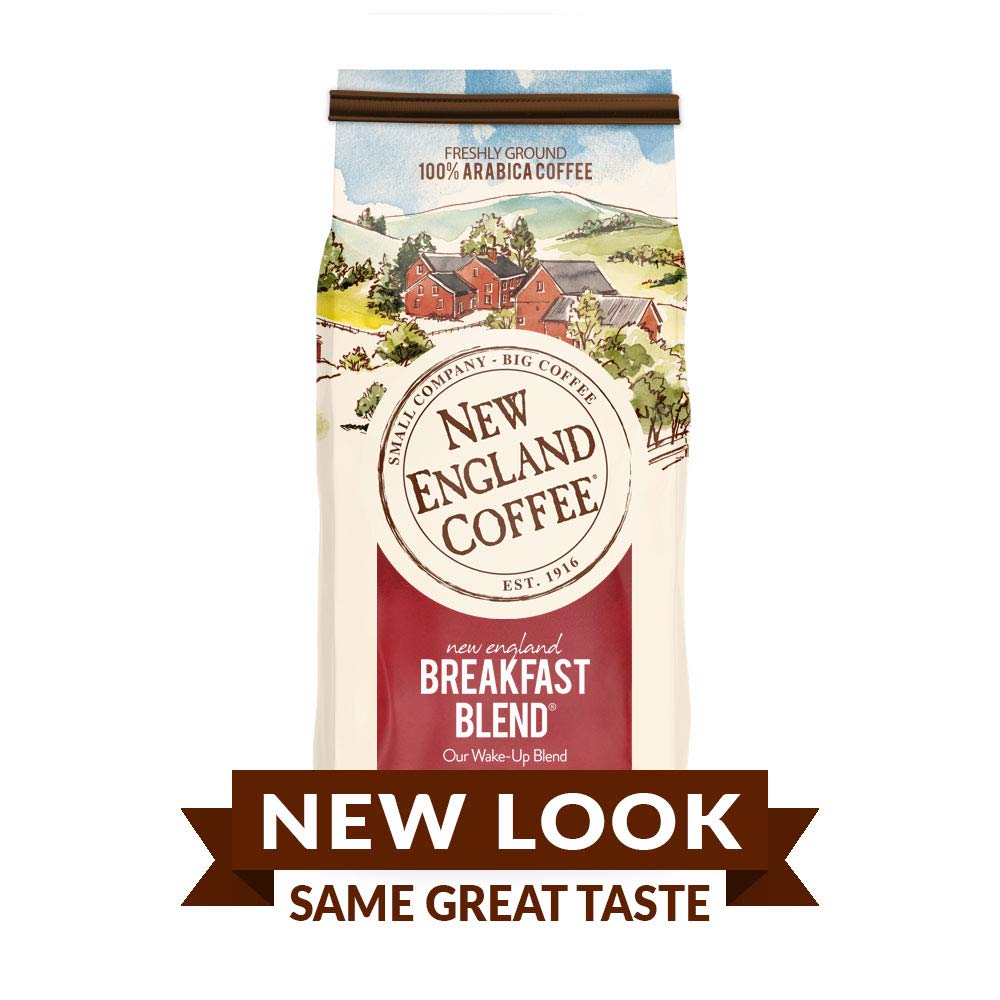 New England Coffee Breakfast Blend Medium Roast Ground Coffee, 24oz Bag (Pack of 2)