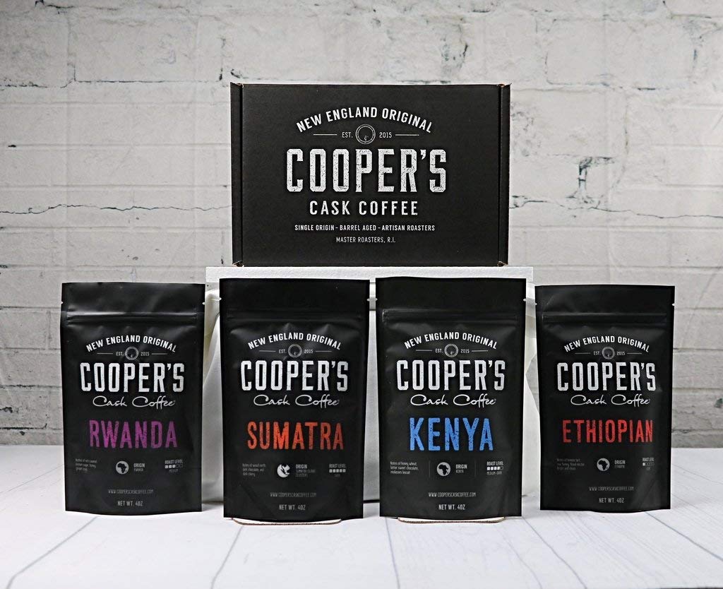 Gourmet Coffee Sampler Gift Box Set - Ground Coffee - 4 bags - 1lb Total and Cold Brew Coffee Box Set (Colombian, Peruvian, Guatemalan) Ground Coarse for Cold Brew - 6 Filter Bags Included - 1.5lbs
