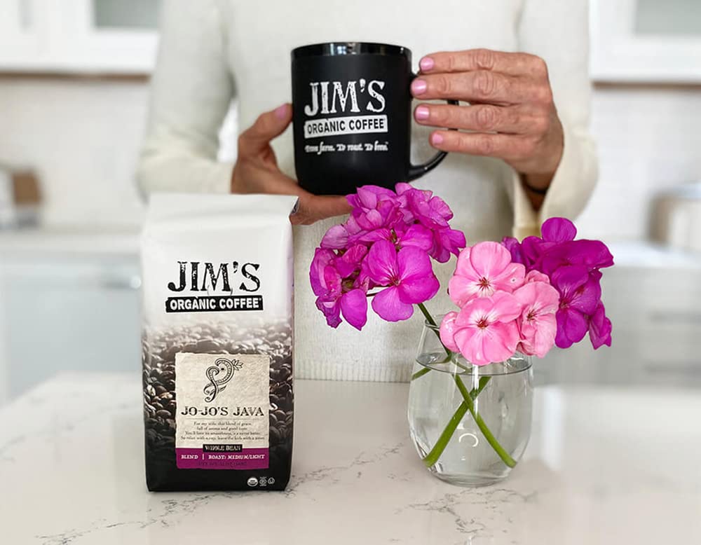Jim’s Organic Coffee – Jo-Jo’s Java Blend – Medium / Light Roast, Whole Bean, 5 lb Bulk Bag