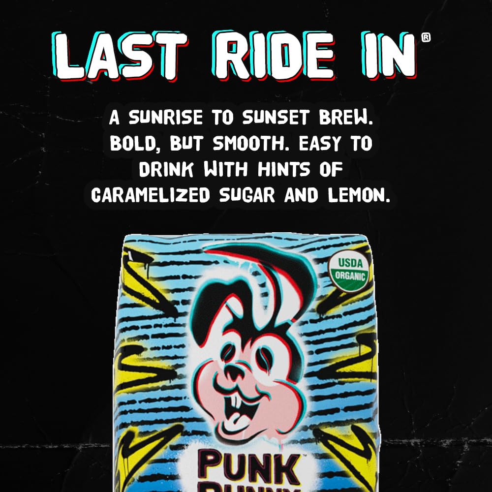 Punk Bunny Coffee Dark Medium Roast, Organic Ground Coffee, Last Ride In, 12 oz