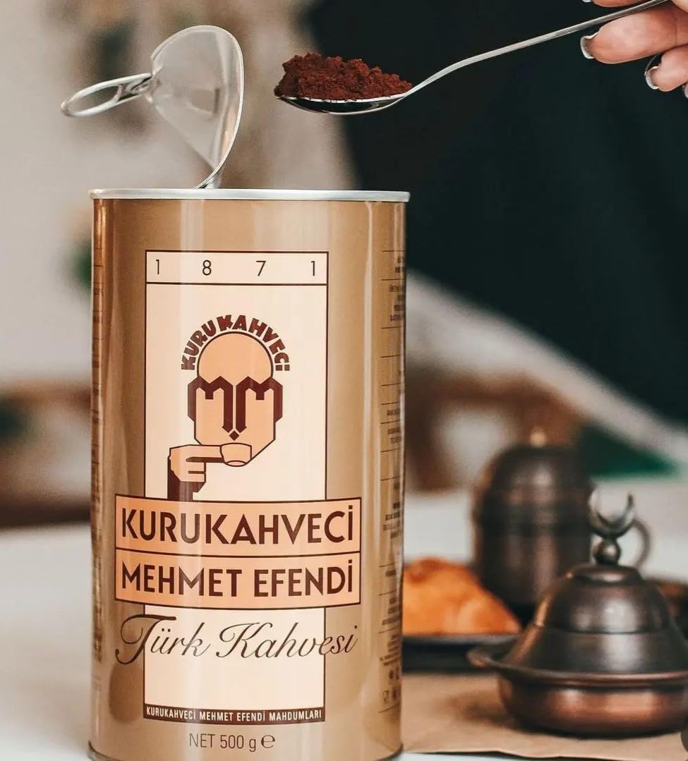 KURUKAHVECI MEHMET EFENDI Turkish Coffee, Arabica Beans, Roasted Ground,Rich Aroma, Fresh, Medium to Heavy-bodied, Original Taste Since 1871 (17.6 OZ / 500 Gr) Pack of 3